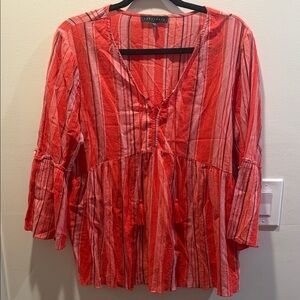 Sanctuary Red and Pink Striped Blouse